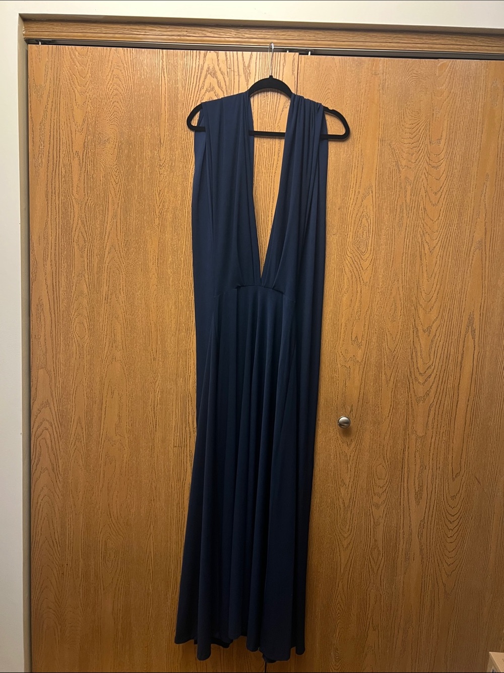 Plunge V-Neck Navy Maxi Dress